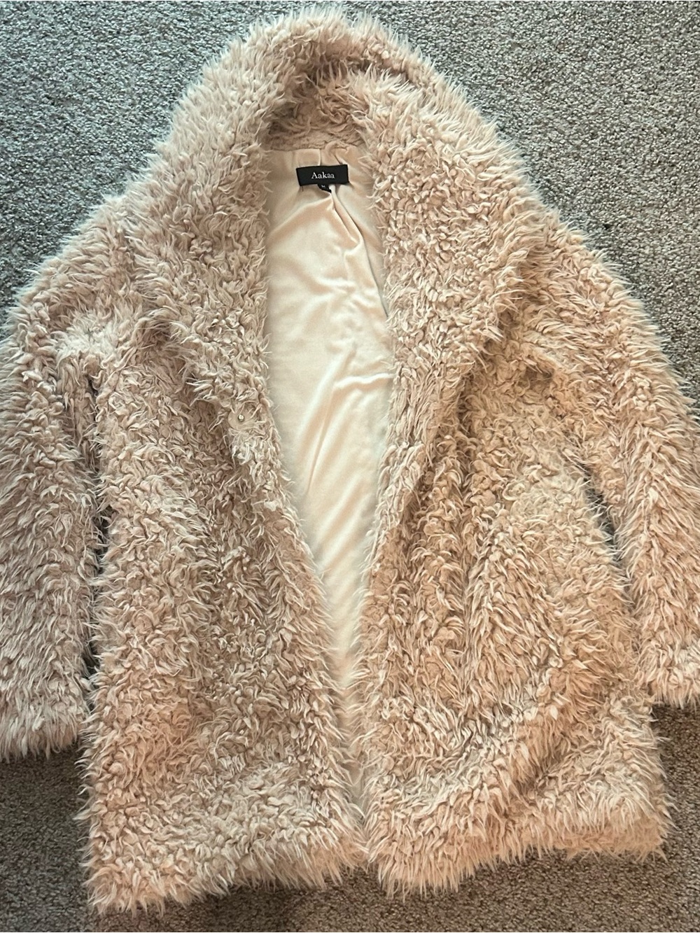 Aakaa Plush Light Beige Faux Fur Teddy Jacket